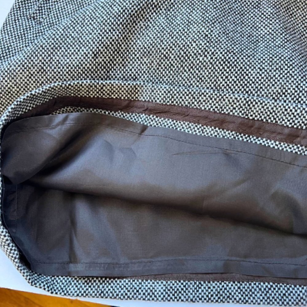 BANANA REPUBLIC Tweed Wool Blend Blackish Brown & White Pencil Skirt Size 4 - Picture 7 of 11